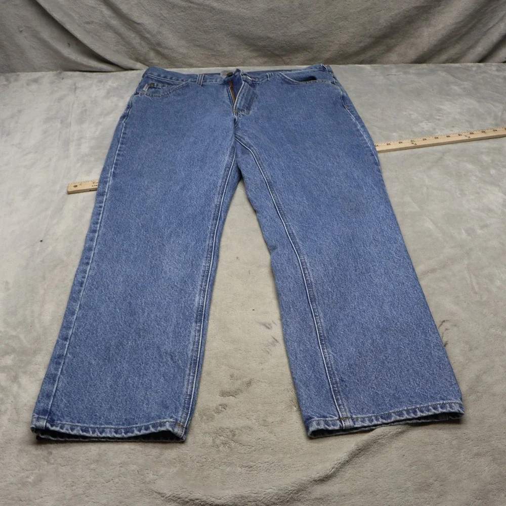 Carhartt Jeans Mens 36x30 Medium Wash Denim Straight Leg Work Casual B18-STW